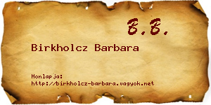 Birkholcz Barbara névjegykártya